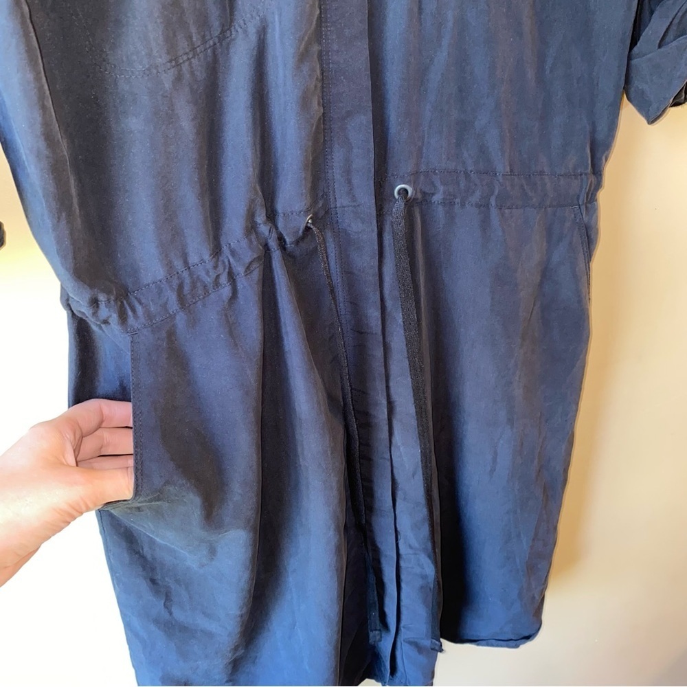 Lou & Grey Shirt Dress Women’s Small Grey Drawstring Waist Roll Tab Sleeve - Picture 4 of 10